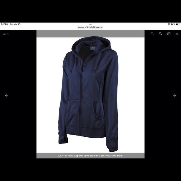NWT Charles River Apparel Womens‎  Hoodie Jacket M Front Zip Sweatshirt Navy - Picture 1 of 16